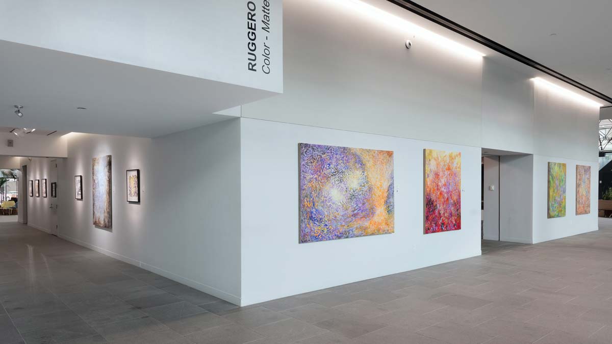 Detail view from COLOR - MATTERS highlighting textured passages of pigment and luminous color transitions in Ruggero Vanni’s paintings