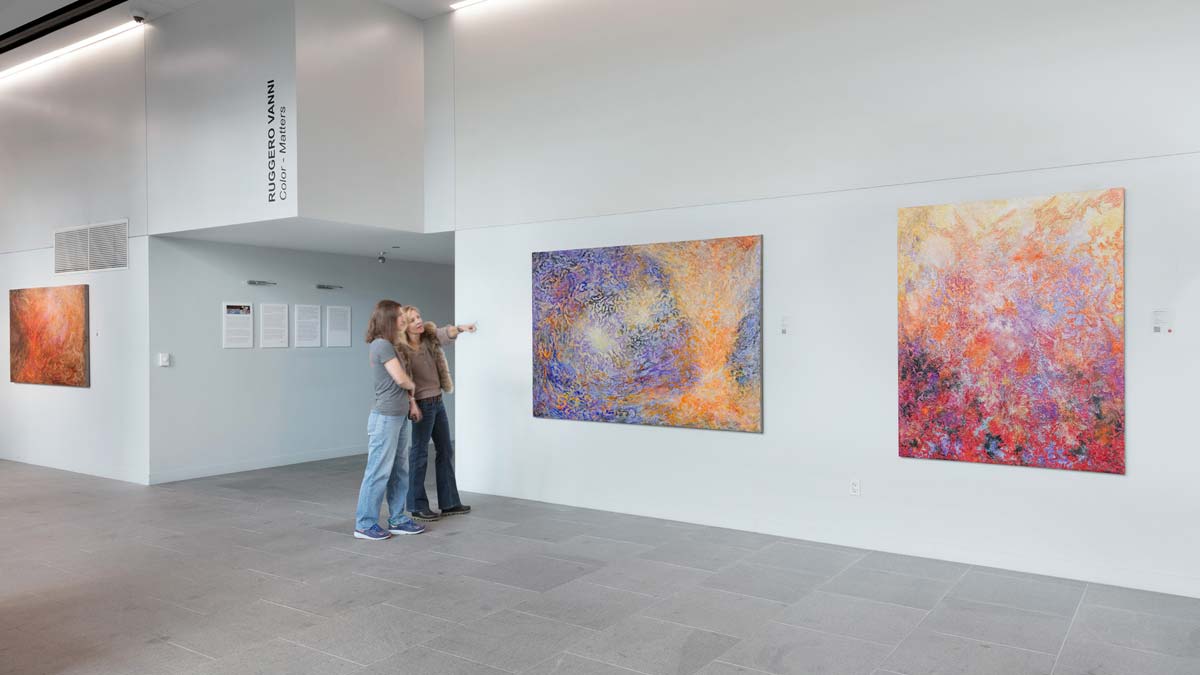 Installation view from COLOR - MATTERS emphasizing tonal depth and spatial tension across Ruggero Vanni’s abstract works