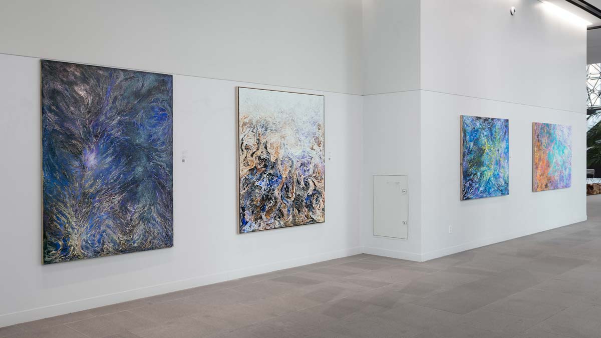 Exhibition view from COLOR - MATTERS foregrounding Ruggero Vanni’s balance of gesture, structure, and atmospheric light